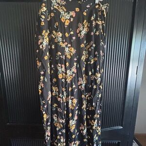 Torrid Black Floral Wide Leg Pants